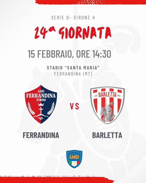 Ferrandina 17890 - Barletta 1922, trasferta vietata ai residenti BT