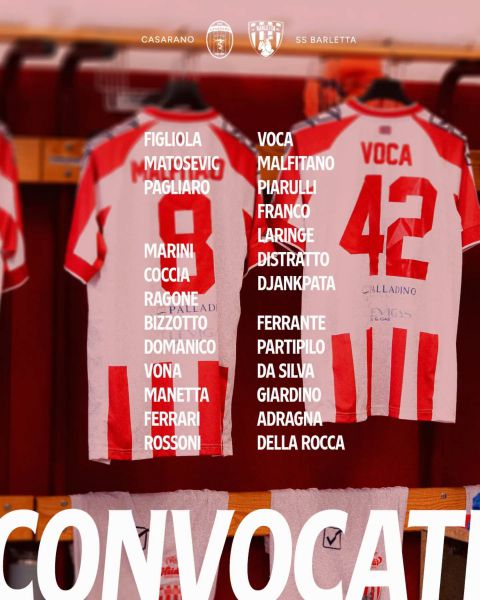 Casarano Calcio - Barletta 1922, i convocati