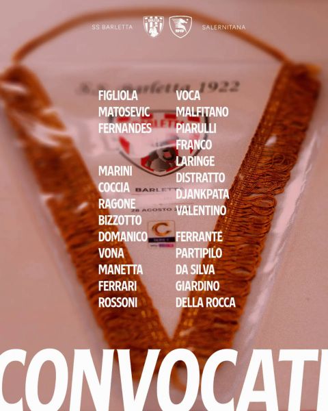 Barletta 1922 - Salernitana 1919, i convocati