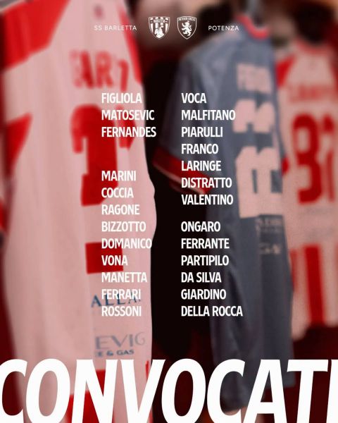Barletta 1922 - Potenza Calcio, i convocati