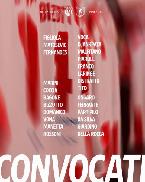 Barletta 1922 - AZ Picerno, i convocati